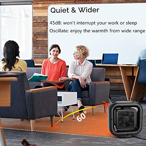 OYRGCIK Space Heater, Portable Ceramic Heater Personal Electric Heater Fan Safe Oscillating PTC Heater with Tip-Over Auto Shut Off Overheating Protection for Office Indoor Home Bedroom, Black