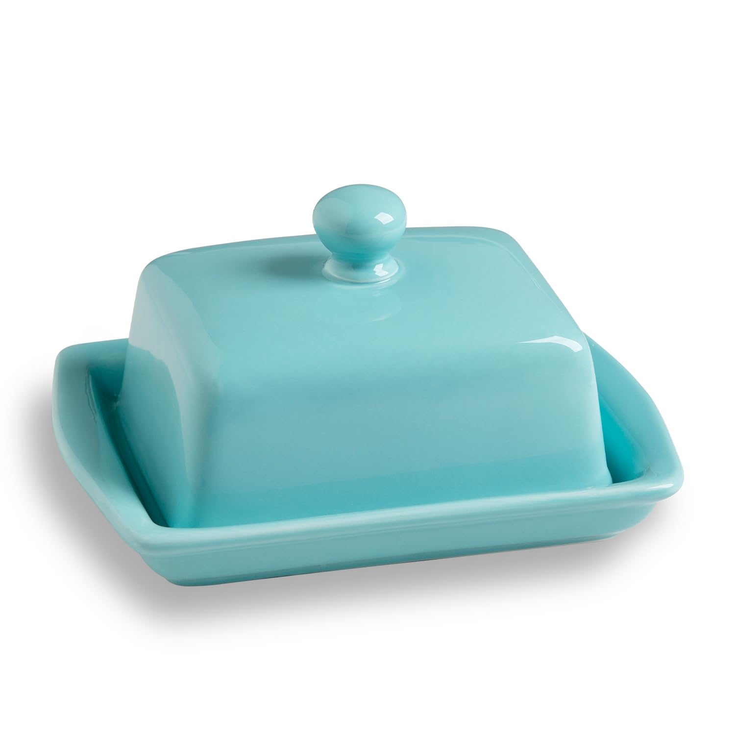 Sweejar Home Covered Ceramic Butter Dish with Lid, Large Rectangular Butter Dish,Vintage French Butter Holder for Counter, Kitchen Deco & Butter Storage(Turquoise)