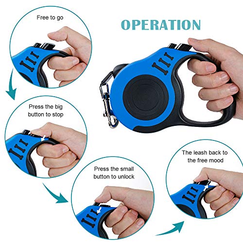 Zrova Retractable Dog Leash – 16.5FT Dog Walking Leash for Dogs, Portable Design with One Button Brake Lock, Comfortable Hand Grip, Dog Waste Dispenser-Strong Nylon Tape, Ribbon Pet Leash