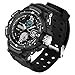 Mens Analog Digital LED 50M Waterproof Outdoor Sport Watch Military Multifunction Casual Dual Display 12H/24H Stopwatch Calendar Wrist Watch - Black