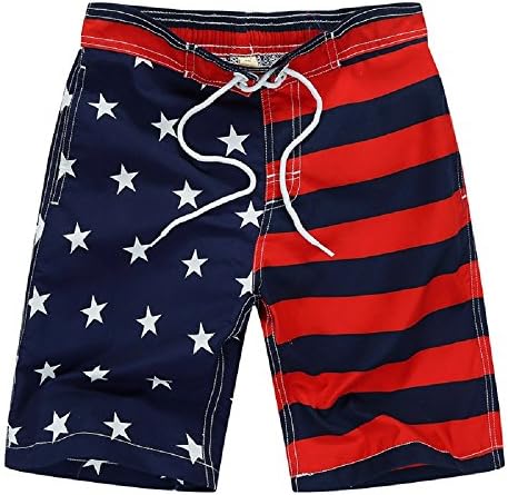 Kwong Wah Big Boys' American Flag Swim Trunks Beach Shorts