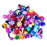 BodyJ4You Assorted Lot 100 Belly Button Rings 14G (1.6mm) Curved Banana Barbell Flexible Navel Piercing