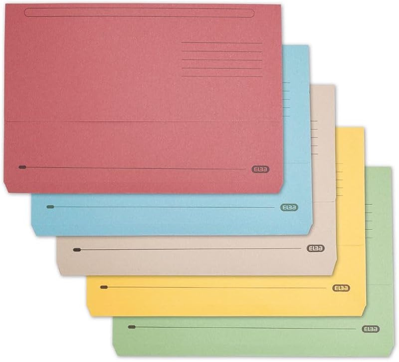 Elba A4+ Document Wallets Pack of 50 Assorted Colours 300 Sheet Capacity