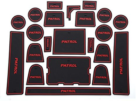 Hireno Gate slot pad For Patrol Interior Door Pad/Cup Non-slip mats red