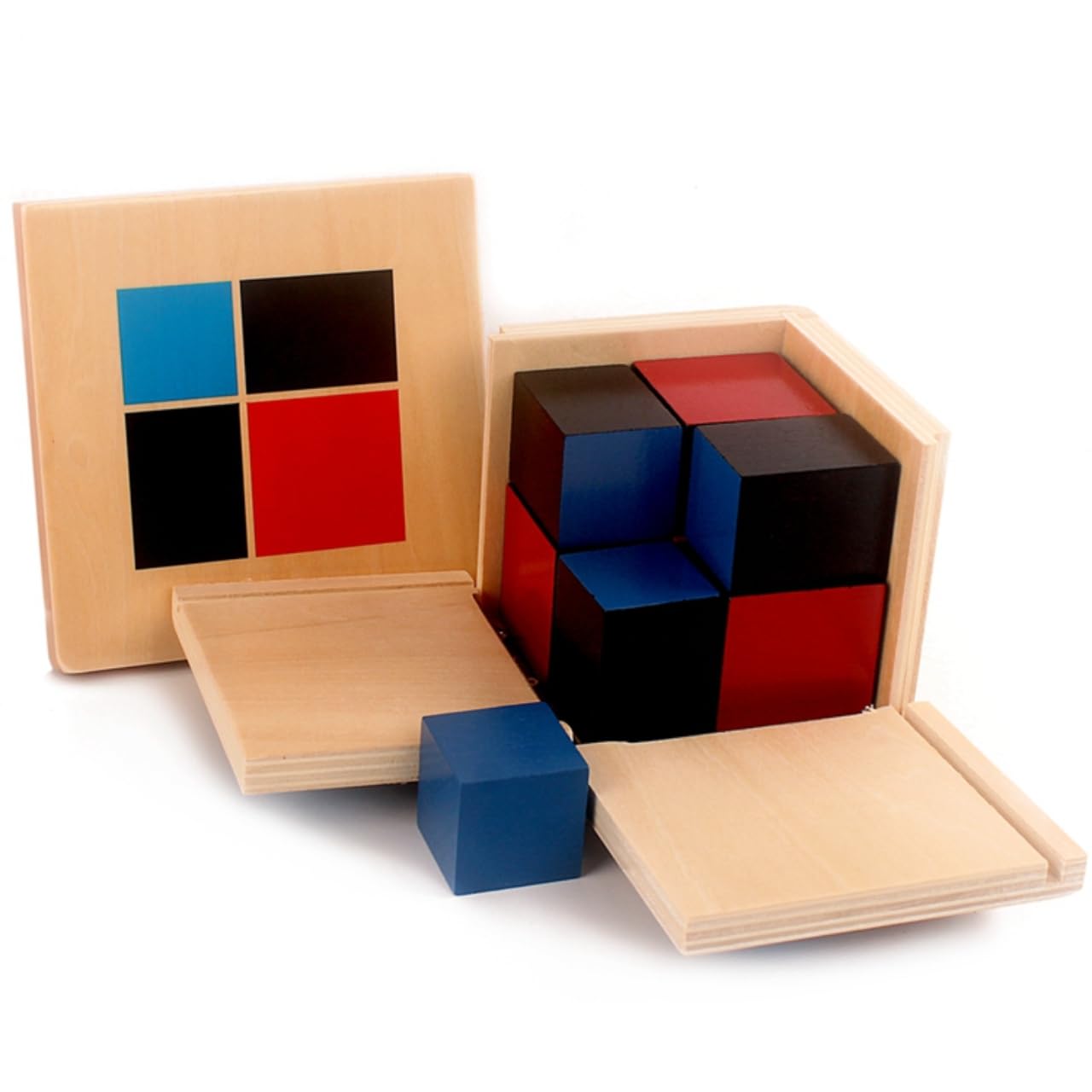 Photo 1 of Gudong Montessori Arithmetic Algebraic Binomial Cube Trinomial Cube Wood Toys Math Elementary Education Toys Children Arithmetic Algebraic Math Teaching Aids (E)