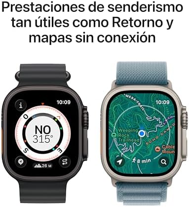 Relógio Ultra 3 GPS + Relógio Premium, Celular para Corrida e Multisport, com Capa de Titânio Resistente de 49 mm e Bracelete Alpine Loop Azul Claro - Tamanho L. Monitores Avançados de Saúde e Treino