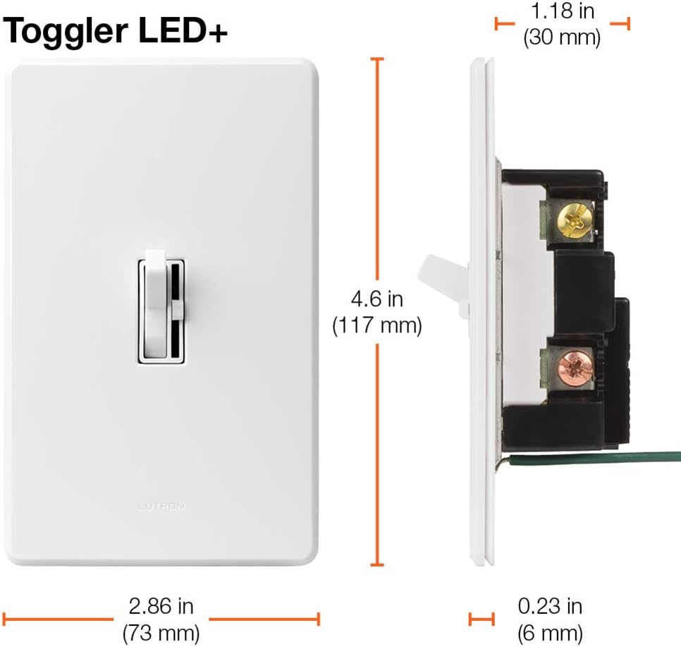 Lutron Ariadni/Toggler LED+ Dimmer | 150-Watt, Single-Pole/3-Way | AYCL-153P-WH | White - Wall Dimmer Switches - 