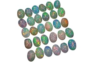 JAI GEMS 10 Pcs Ethiopian Mined Opal Cabochon Ovals Gemstone | 6x4mm 7x5mm or 8x6mm | Batch of 10 Pcs calibrated sizes