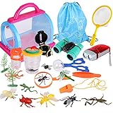 Outdoor Explorer Kit, 25 PCS Nature Exploration Kit & Bug Catcher Kit with Binoculars, Critter Case, Insects, Flashlight, Compass, Magnifying Glass, Outdoor Toys Gift for Boys & Girls Age 3