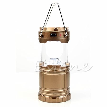 GL-85 Solar LED Emergency Light, USB Mobile Charger & 3 Power Source Hiking Lantern (Black & Gold)