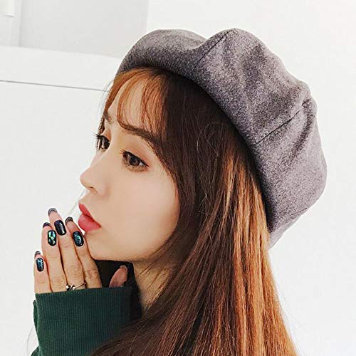 Women's Cotton Beret Artist Hat French Beret Hat Casual Winter Wram Octagon Beret Cap for Lady Girls (D, Head Circumference:58-60cm)