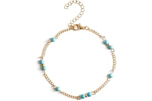 gosduiwip Anklets Layered Beaded Stylish Adjustable Gold Silver Glitter Simple Style Universal Ankle Bracelets for Women