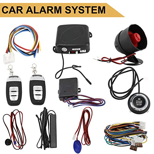 Yaegarden Car Alarm System, Auto Door Remote Central Control System, Car Alarm Security System, Car Remote Control System, One Way with Remote Start and Smart Push Start Button