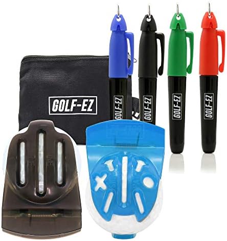 Golf-EZ TRI-LINE Golf Ball Alignment Kit with Carry Case | Swing Path Arrows & Ball Identifiers Golf-EZ TRI-LINE Golf Ball Alignment Kit with Carry Case | Swing Path Arrows & Ball Identifiers