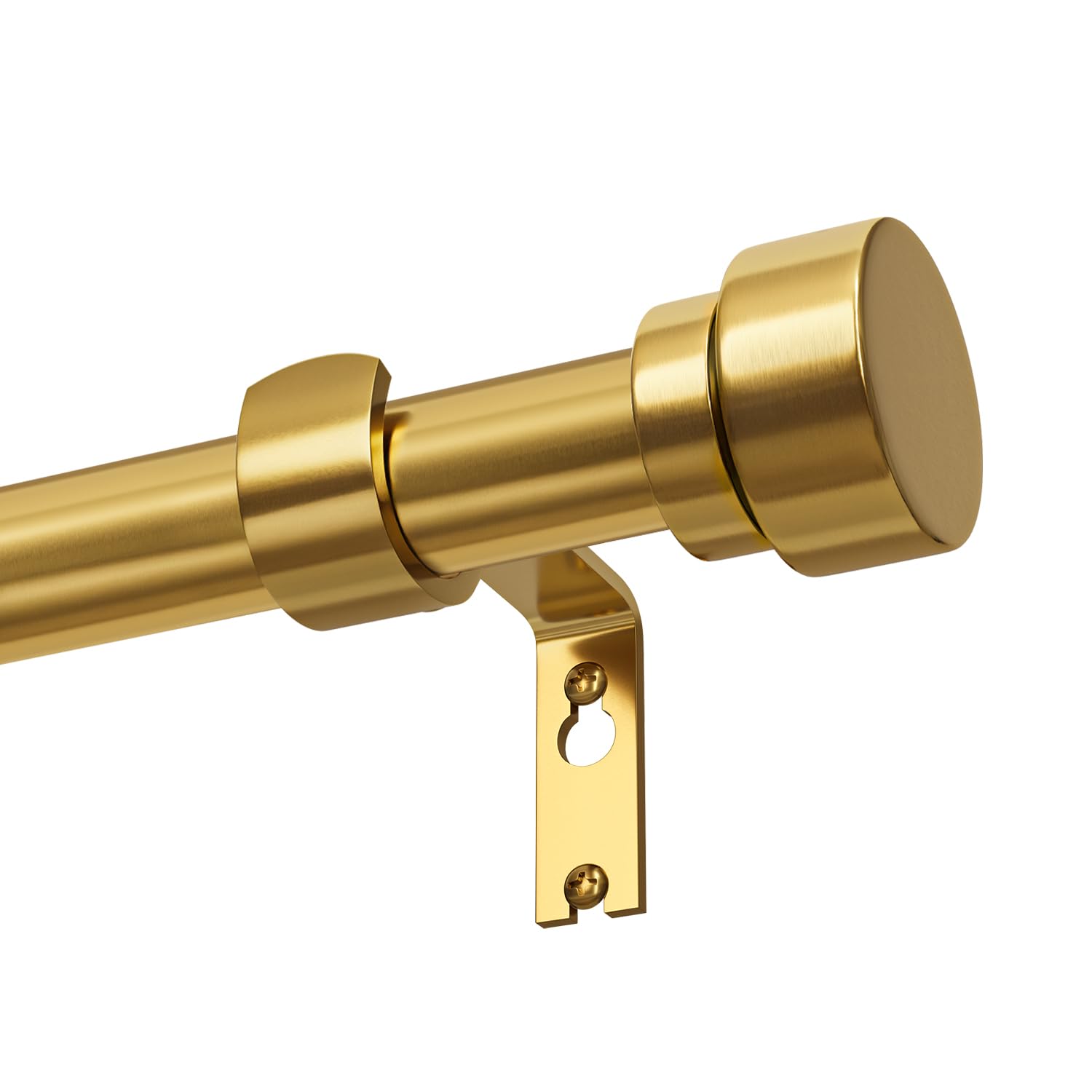 Lootkell Gold Curtain Rods for Windows 66 to 120 Adjustable Modern Curtain Rod 1 inch Diameter Heavy Duty with Solid Metal Finials for Living Room Bedroom Farmhouse Outdoor Patio Image