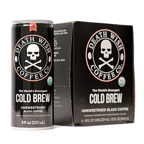 DEATH WISH COFFEE Canned Organic Iced Cold Brew, Unsweetened Black [8