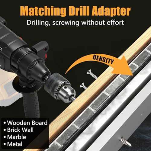 WingFly Cordless Rotary Hammer for Dewalt 18V 20V Impact Energy 3.2J with 3 SDS-plus Drilling Up to 28mm Brushless Hammer Motor Handle