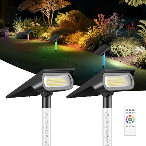 INTELAMP Outdoor Solar Spotlights, 3 Adjustable Light Colours (Peak) | 4000 mAh battery, waterproof IP65, ideal for garden, yard, paths, bushes