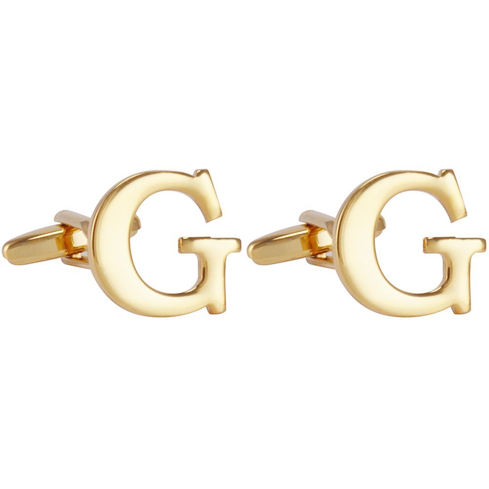 Salutto Men's Gold Letter G Cufflinks 1 Pair with Gift Box (G)