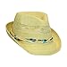 Bohemian Summer Straw Fedora Sun Hat w/ Wood Bead Trim