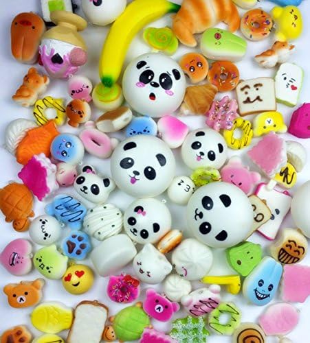 Budi Upgraded Coluans 30Pcs Kawaii Squishies Random Super Slow Rising Squeeze Fidget Toy Bun Phone Straps Stress Relief Toys For Adults Birthday Favors For Kids Treasure Box Pinata Pretend Play