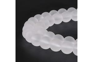 BRCbeads Matte Clear Crystal Gemstone Loose Beads Natural Round 8mm Crystal Energy Stone Healing Power for Jewelry Making