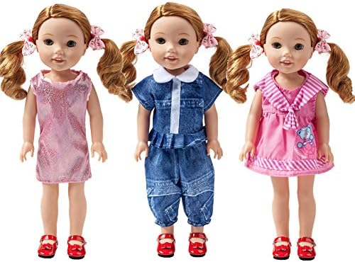 Doll clothes 3PCS clothes and shoes and combs Fit 14 inch 14.5 inch American Girl Doll Wellie Wishers Doll