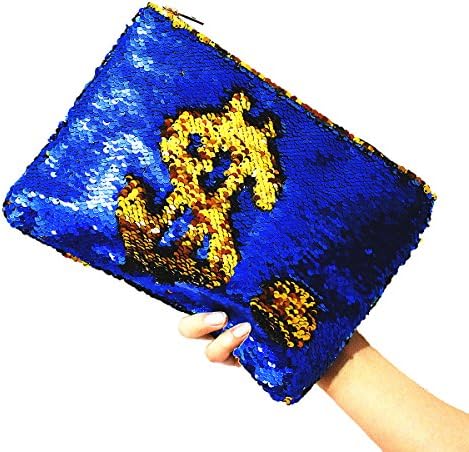 Fanny Mermaid Sequin Clutch Cosmetic Bag Bling Handbag Women Wallet Purse Evening Party Bags for Gilr (Sapphire)