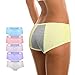 Opiboo Women's Soft Cotton Menstrual Period Underwear Leakproof Postpartum Panties 5 Pack Breathable Waist Briefs