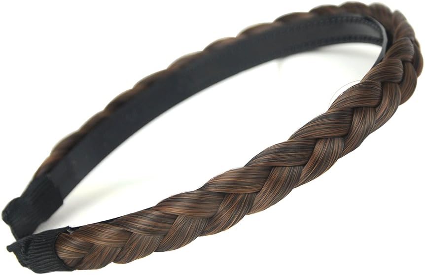 aHairBeautyHair Plaited Braided Headband Synthetic Hairpieces Braid Wig with Teeth Hair Band Accessories For Women Girl Wide 1 Cm (Copper Brown #2/30)
