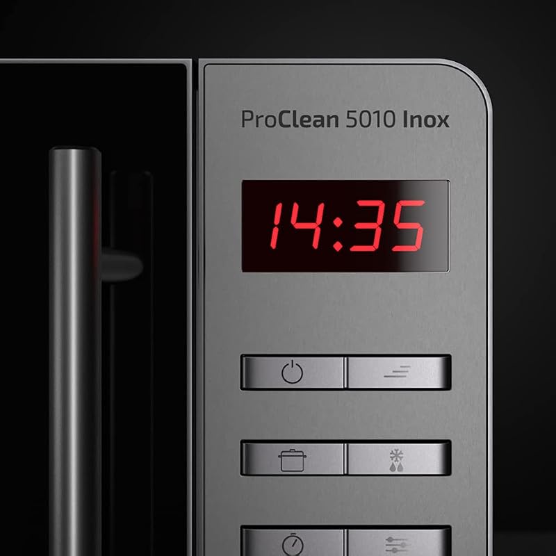 Micro-ondes avec gril ProClean 5110 Inox. Capacité de 20 L, Revêtement Ready2Clean, 700 W de Puissance, Gril 800 W, 5 Niveaux de Fonctionnement, 8 Programmes, Minuterie 60 minutes, Écran LED.