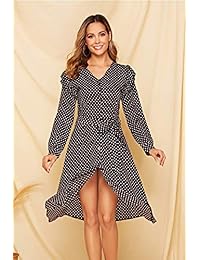 WillBO Vestido estampado de manga corta para mujer Vestidos con cuello en V 8788 #