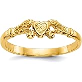 JewelryWeb 14k Yellow Gold Polished Love Heart Ring Size 1.00 Statement Ring for Women