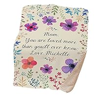 GiftsForYouNow Personalized Floral Sherpa Throw Blanket, 37"x 57"