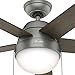 Hunter Fan Company, 59267, 46 inch Anslee Matte Silver Ceiling Fan with LED Light Kit and Pull Chain