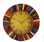 30" Artistic Vintage Style Multi Color Metal and Wooden Clock Wall Hanging Decor Home Accent Rustic Art Plaque Antiqued Finish Design Decoration