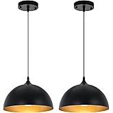 SESIMENT Farmhouse Pendant Lighting for Kitchen Island,Black and Gold Dome Pendant Light Fixtures, Industrial Hanging Ceiling