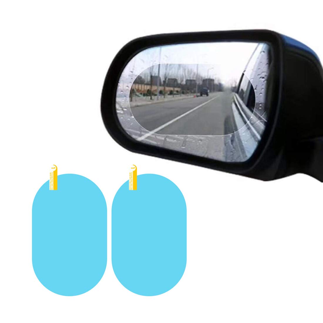 JMAHM Rainproof Film Rearview Mirror Film Car Hydrophobic Film Waterproof Membrane Side Window Anti Fog 2 Pack (Ellipse 100x145mm)