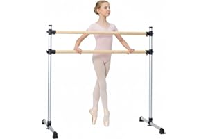 UMEKEN Wood/Aluminum/Steel Ballet Barre 4 Foot Portable Barre Bar Home Adjustable Freestanding Ballet Stretch Dance Bar for Kids Adult with Carry Bag