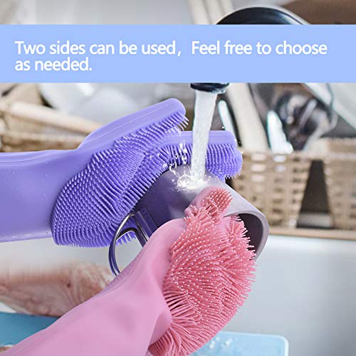 image for EVILTO Scrub Glove for Dishes,Magic Silicone Dishwashing Gloves with S