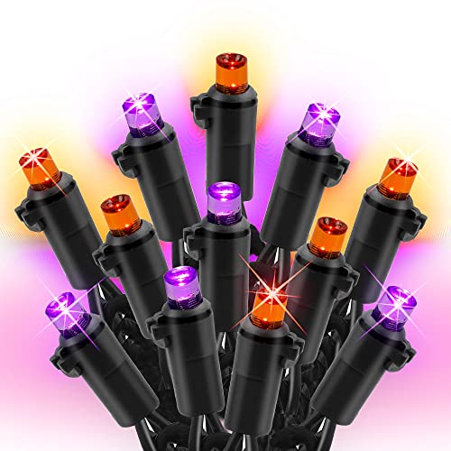 Dazzle Bright Purple & Orange Halloween 33FT 100 LED String Lights, Waterproof Connectable String Lights, Plug in Halloween Decorations for Party Garden Yard Indoor Outdoor