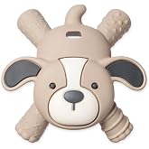 Itzy Ritzy Ritzy Teether for Molars, Silicone Baby Teething Toy (Puppy) | Reaches Back Molars with Flexible Hollow Tubes, Multiple Textures &amp; Soft Silicone Design for Teething Relief, 3 Months &amp; Up