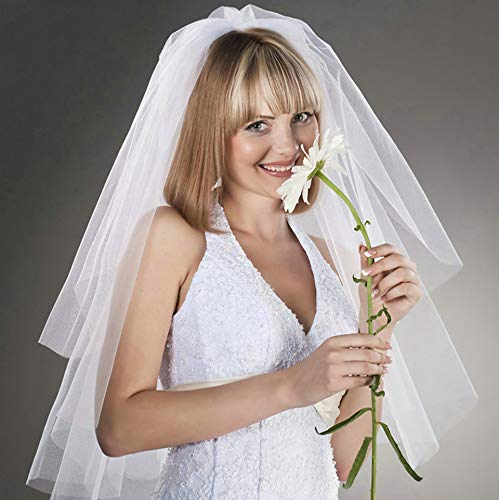 Amazon Com Elegant Women Ivory Short Bridal Wedding Veils Two