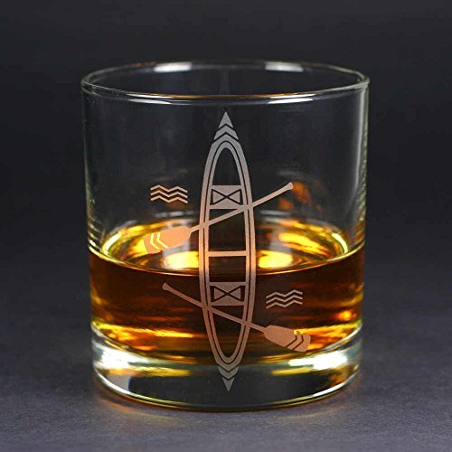 CANOE Lowball Glasses set of 2 - Dishwasher-safe etched whiskey glass