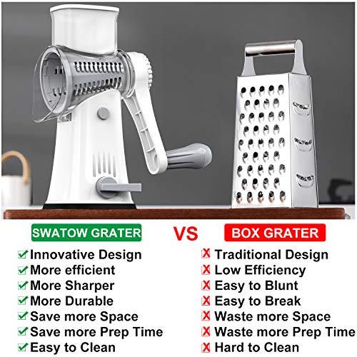 SWATOW Cheese Grater, Latest Upgrade 5 in 1 Rotary Cheese Grater