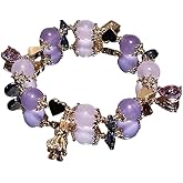 Healing Crystal Bracelet for Women – Amethyst Feng Shui Beaded Bracelet for Anxiety Relief, Spiritual Energy, Zodiac Protection, Chinese Style Lucky Gift