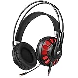 1byone Virtual 7.1 Surround Sound USB Gaming Headset, Stereo Over-Ear Headphones with Mic and In-Line Control for PC/PS4, Black
