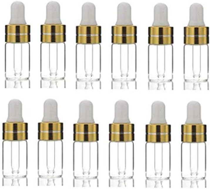 VASANA 12PCS 2ml Empty Refill Mini Clear Glass Essential Oil Dropper Bottle Jars Sample Packing Vials Cosmetic Perfume Container Makepup Beauty Tool