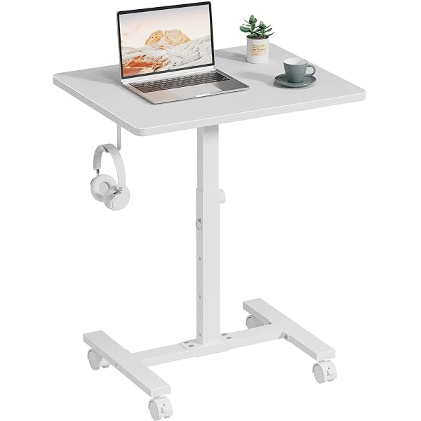 WINAZ SMALL WHITE STANDING ROLLING DESK – 24...
