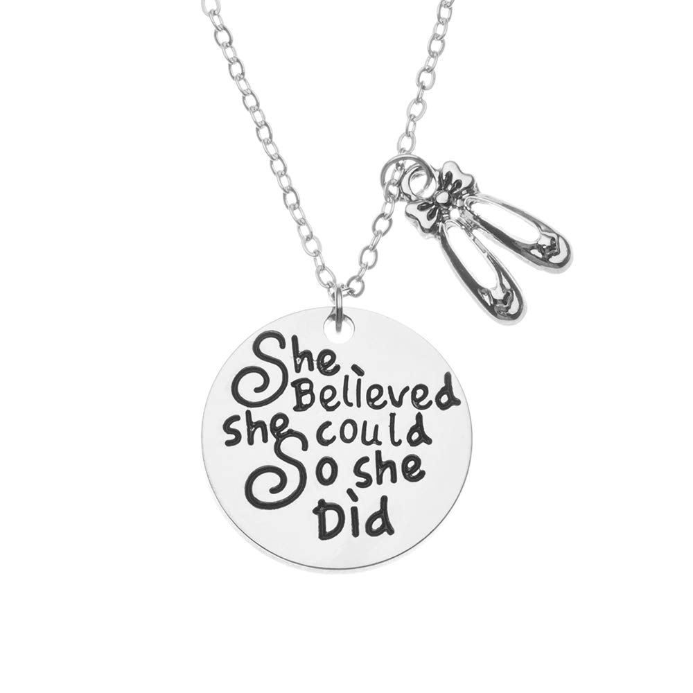 Sportybella Dance Necklace Girls Dance She Believed She Could So She Did Jewelry for Dancers Dance Recitals Dance Teams Dance Teachers